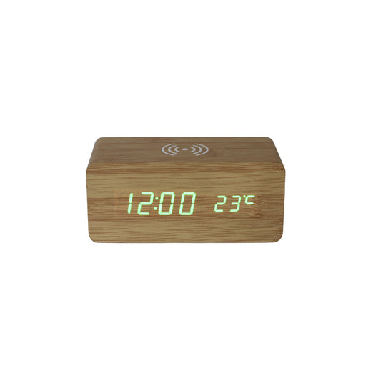 Bamboo Wireless Phone Charger/Digital Clock-1