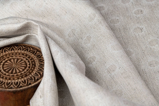 Pebble Jacquard Hemp Fabric | Natural | Organic | 145gsm | 147cm Wide-1