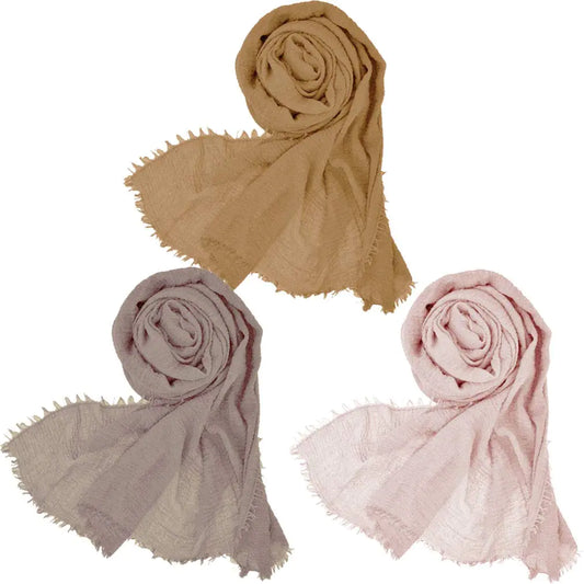 Wobe 3 Pcs Women Soft Cotton Hemp Scarf Shawl Long Scarves Travel Sunscreen