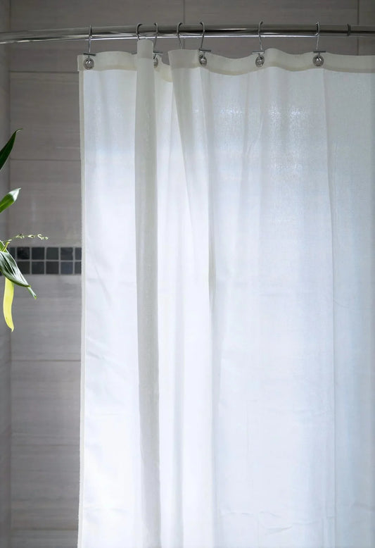 Organic Hemp Shower Curtain | Off White | Rustproof Grommets | The Organic Habitat-1