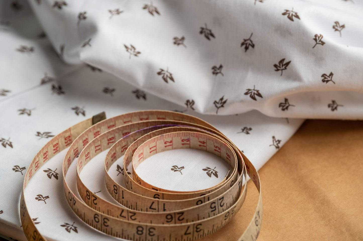 Floral Sprig Hemp Fabric | White & Brown | Organic | 145gsm | 147cm Wide-3