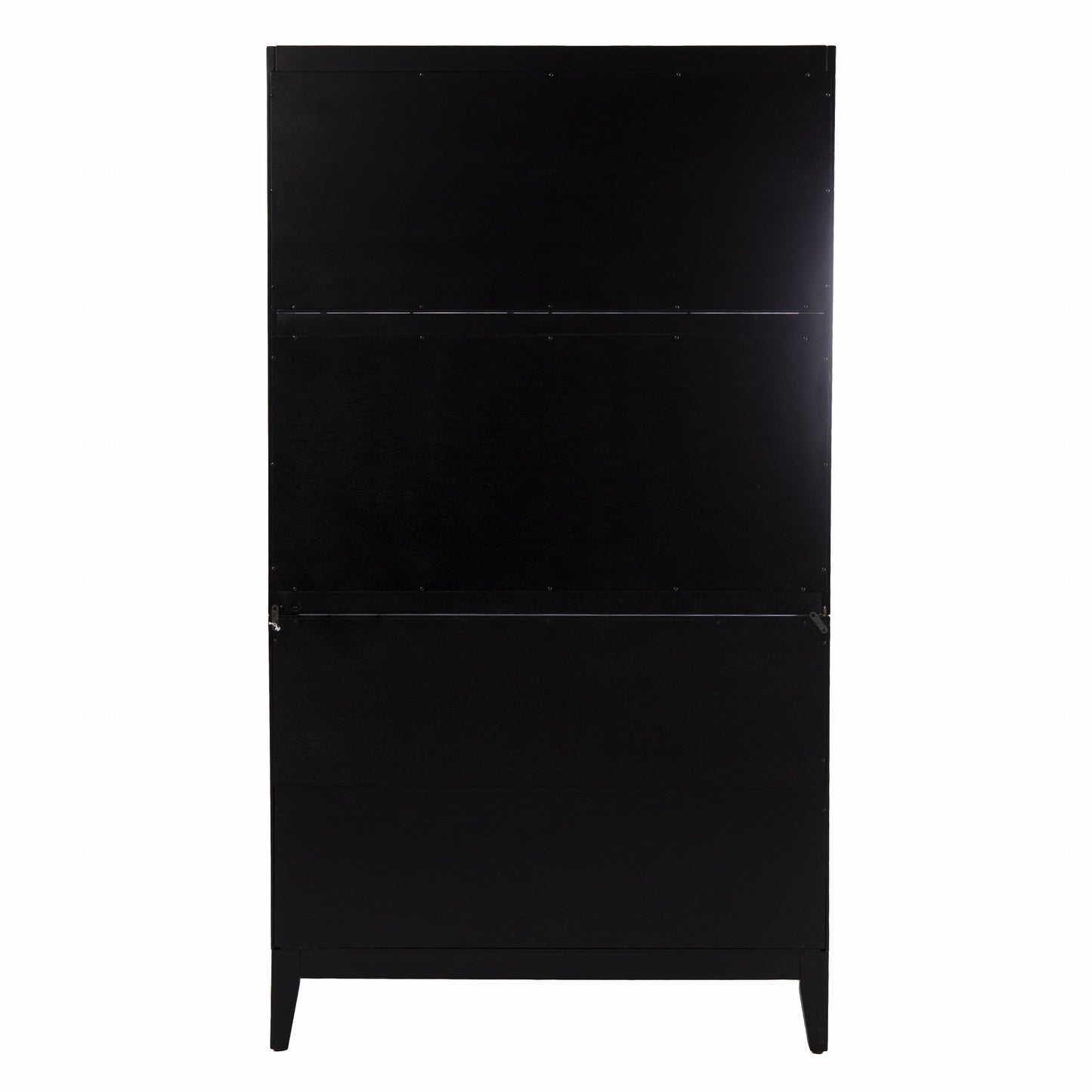 Rustic Black and Light Bamboo Tall Buffet Cabinet-2