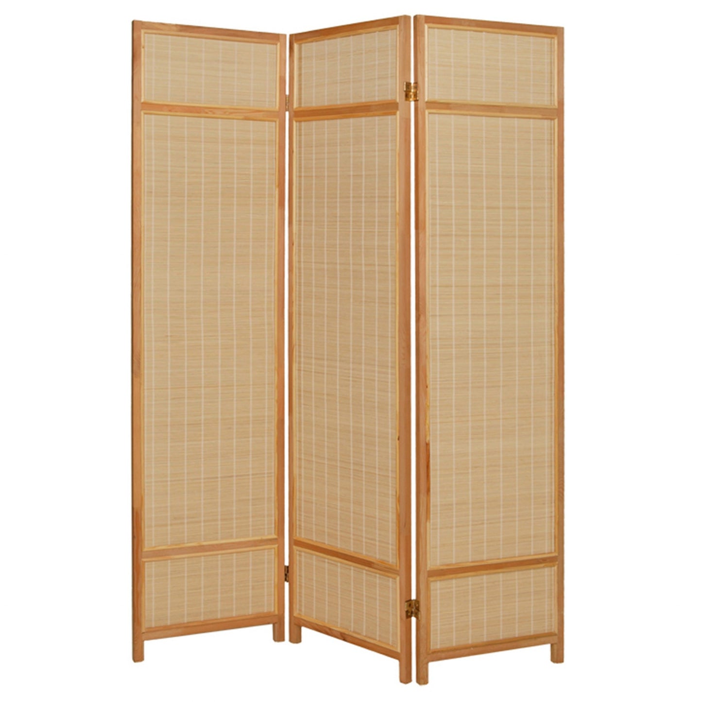 Natural Brown Bamboo Three Panel Room Divider Screen-0