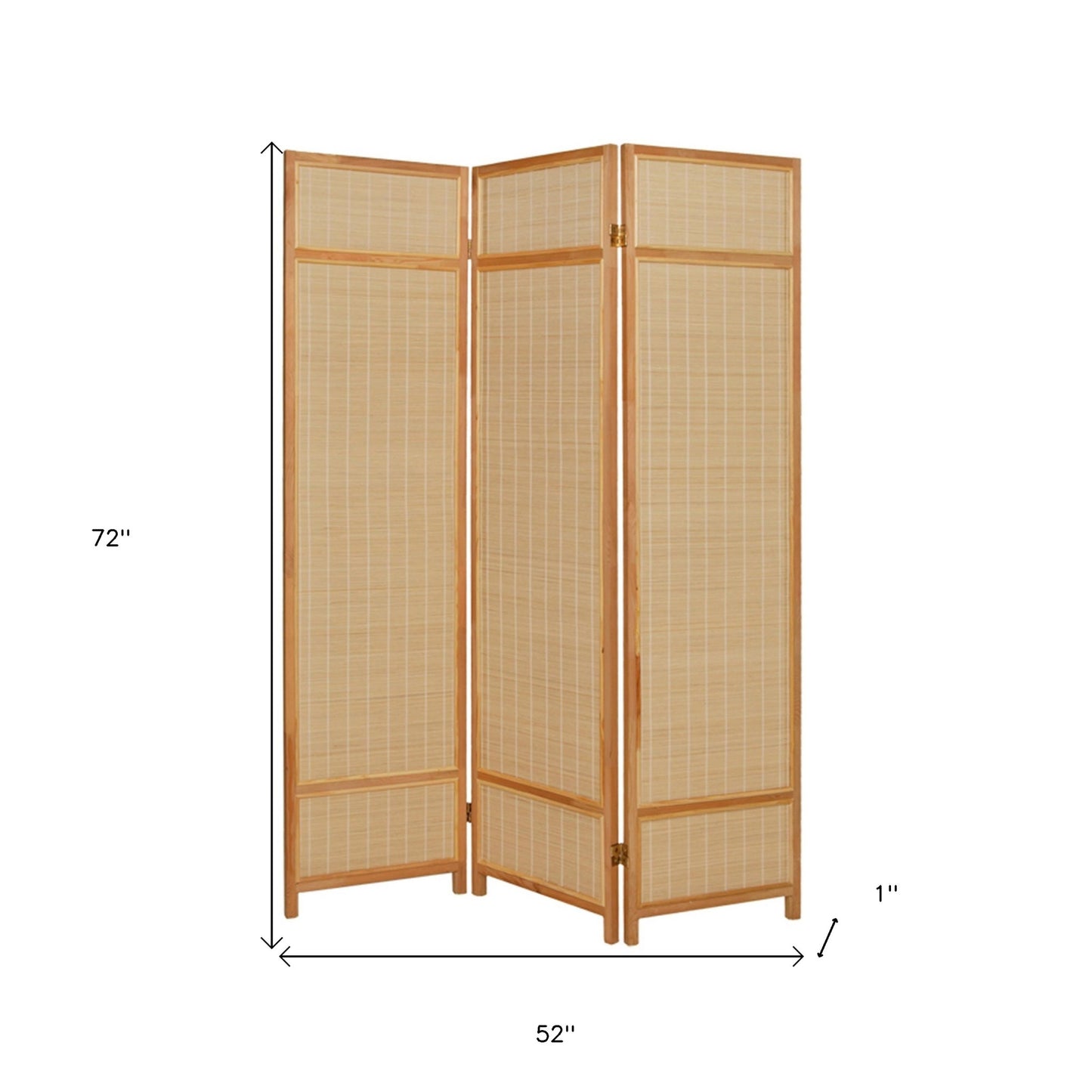 Natural Brown Bamboo Three Panel Room Divider Screen-5