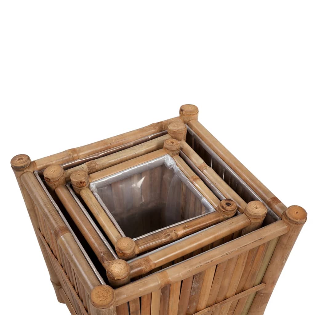 vidaXL Raised Bed Set 3 Pieces Bamboo with Nylon Lining-3