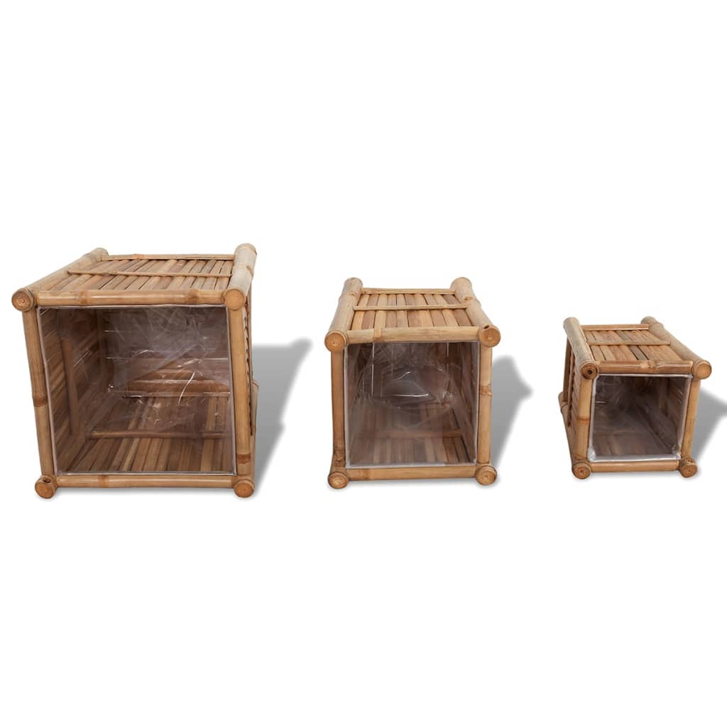 vidaXL Raised Bed Set 3 Pieces Bamboo with Nylon Lining-4