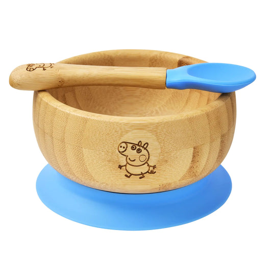 bamboo bamboo X Peppa Pig Baby and Toddler Suction Bowl for Feeding and Weaning | Outstanding Suction | Bamboo Baby Suction Bowls from 6 Months (George Pig)