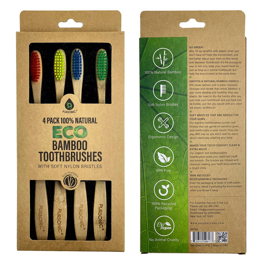 100% Natural Eco Bamboo Toothbrushes (4 pack)-1