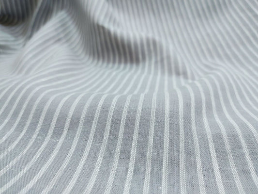 Grey & White Striped Hemp Fabric | Organic | 170gsm | 147cm Wide | GOTS Certified-1