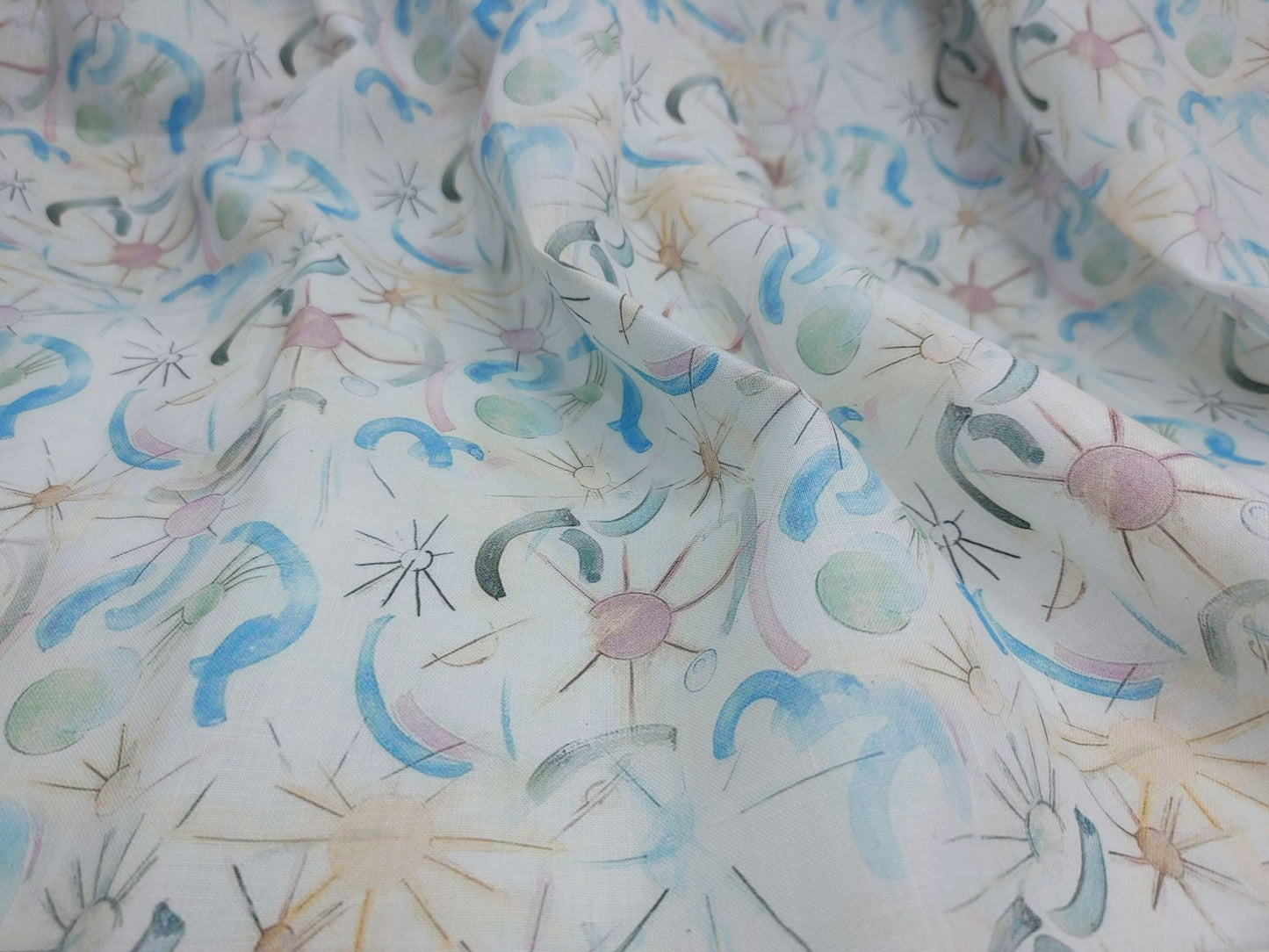 Celestial Print Hemp Fabric | Organic | 145gsm | 147cm Wide | GOTS Certified-3