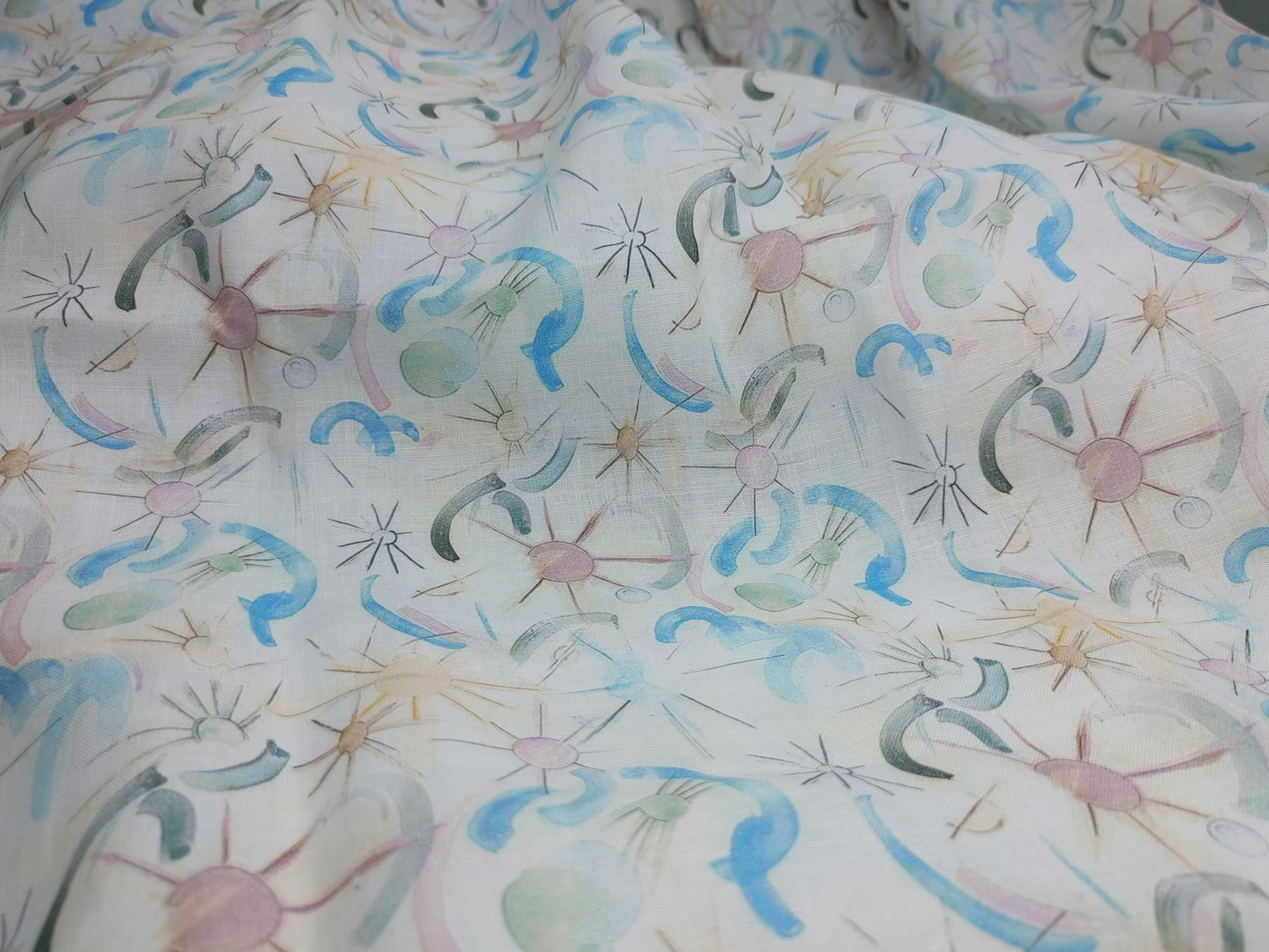 Celestial Print Hemp Fabric | Organic | 145gsm | 147cm Wide | GOTS Certified-2