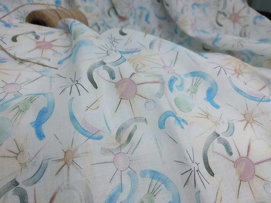 Celestial Print Hemp Fabric | Organic | 145gsm | 147cm Wide | GOTS Certified-1
