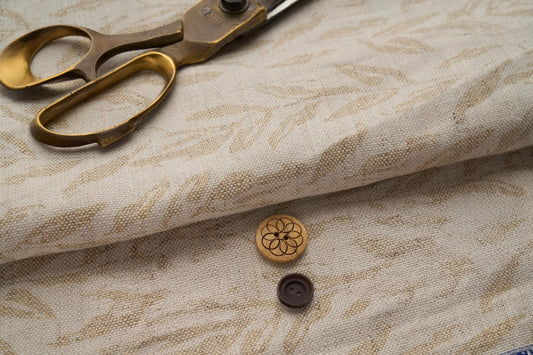 Eco Friendly Hemp Fabric with Organic Leaf Print for Curtains & Cushions - GOTS Certified, 240gsm, 147cm Wide - By the Metre-2