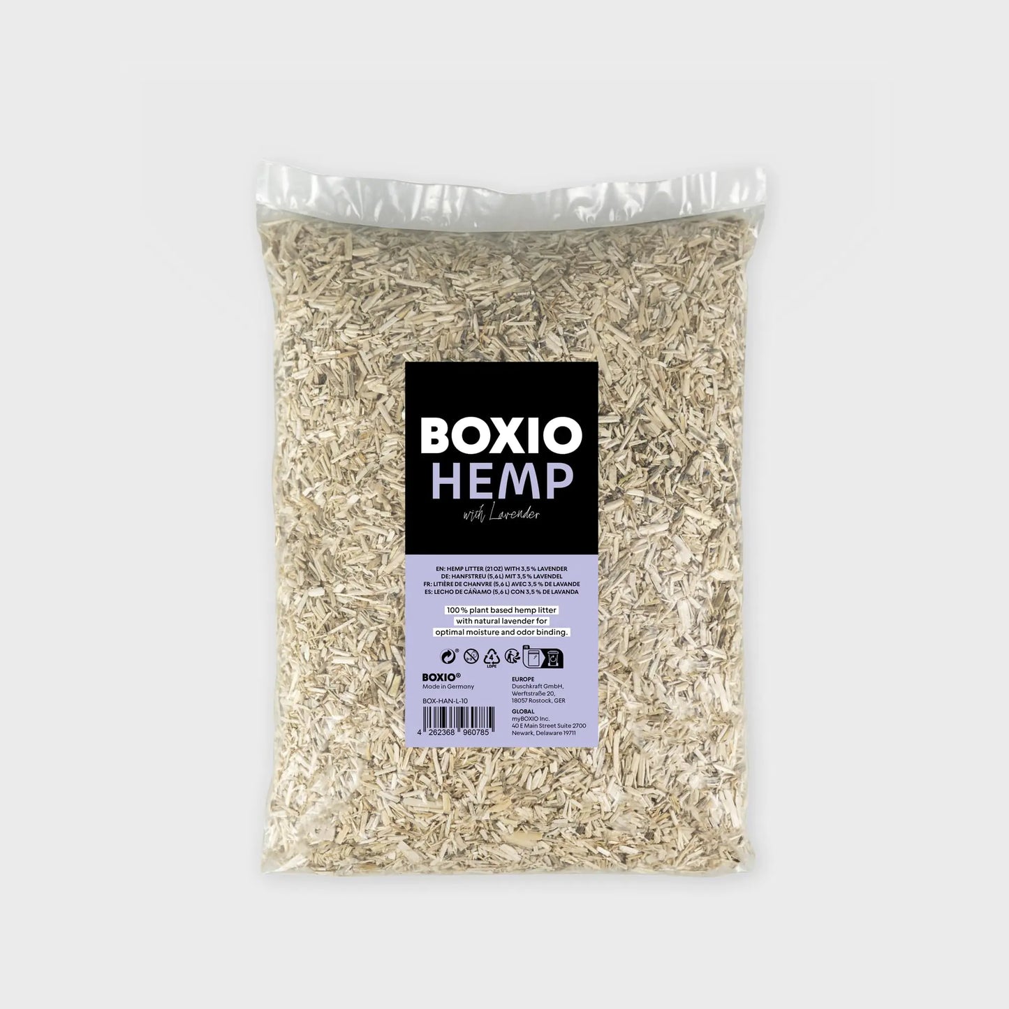 BOXIO - Hemp Lavender: 5.6 L Odour Neutraliser - Ideal for Camping Toilet Separation Toilet and Composting Toilet But Also as Rabbit Litter for Hamsters Small Animal Litter or Rabbit Litter