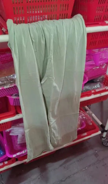 Solid Cotton Hemp Pants with Elastic Waist