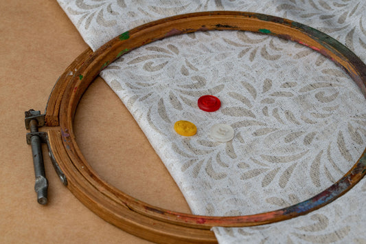 Organic Hemp Fabric - Floral Jacquard | Natural | Textured Weave | 145gsm-1