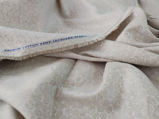 Organic Hemp Fabric - Natural | Small Stones Jacquard | 145gsm | Textured Weave-1