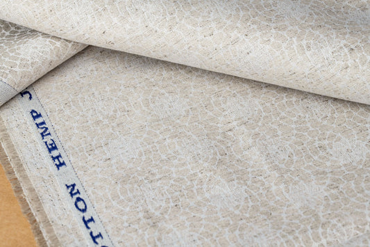 Organic Hemp Fabric - Natural | Mosaic Pattern | 145gsm | Textured Weave-1