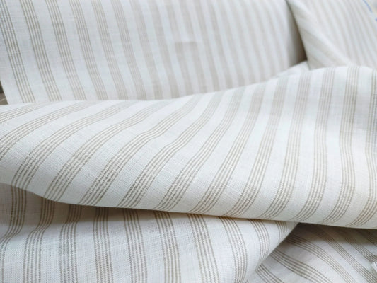 White & Natural Striped Hemp Fabric | Organic | 145gsm | 147cm Wide-1