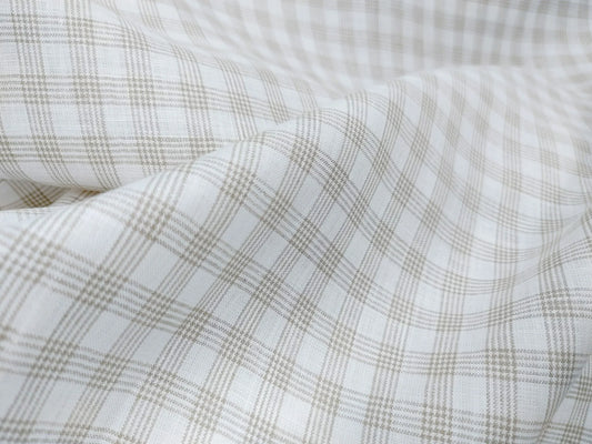 Organic Hemp Fabric - Checked | White with Natural Checks | 145gsm | Soft & Breathable-1