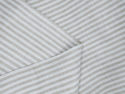 White & Taupe Striped Hemp Fabric | Organic | 145gsm | 147cm Wide-1