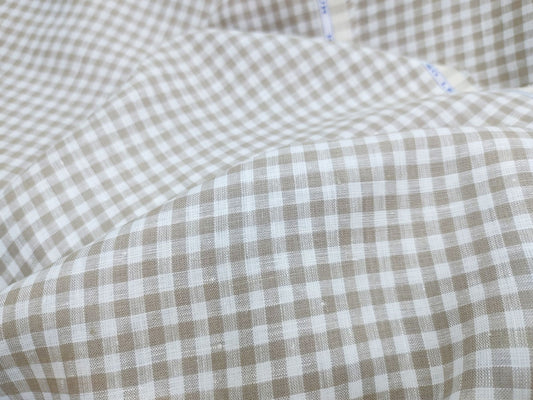 Checked Hemp Fabric | Natural & White | Organic | 145gsm | 147cm Wide-1