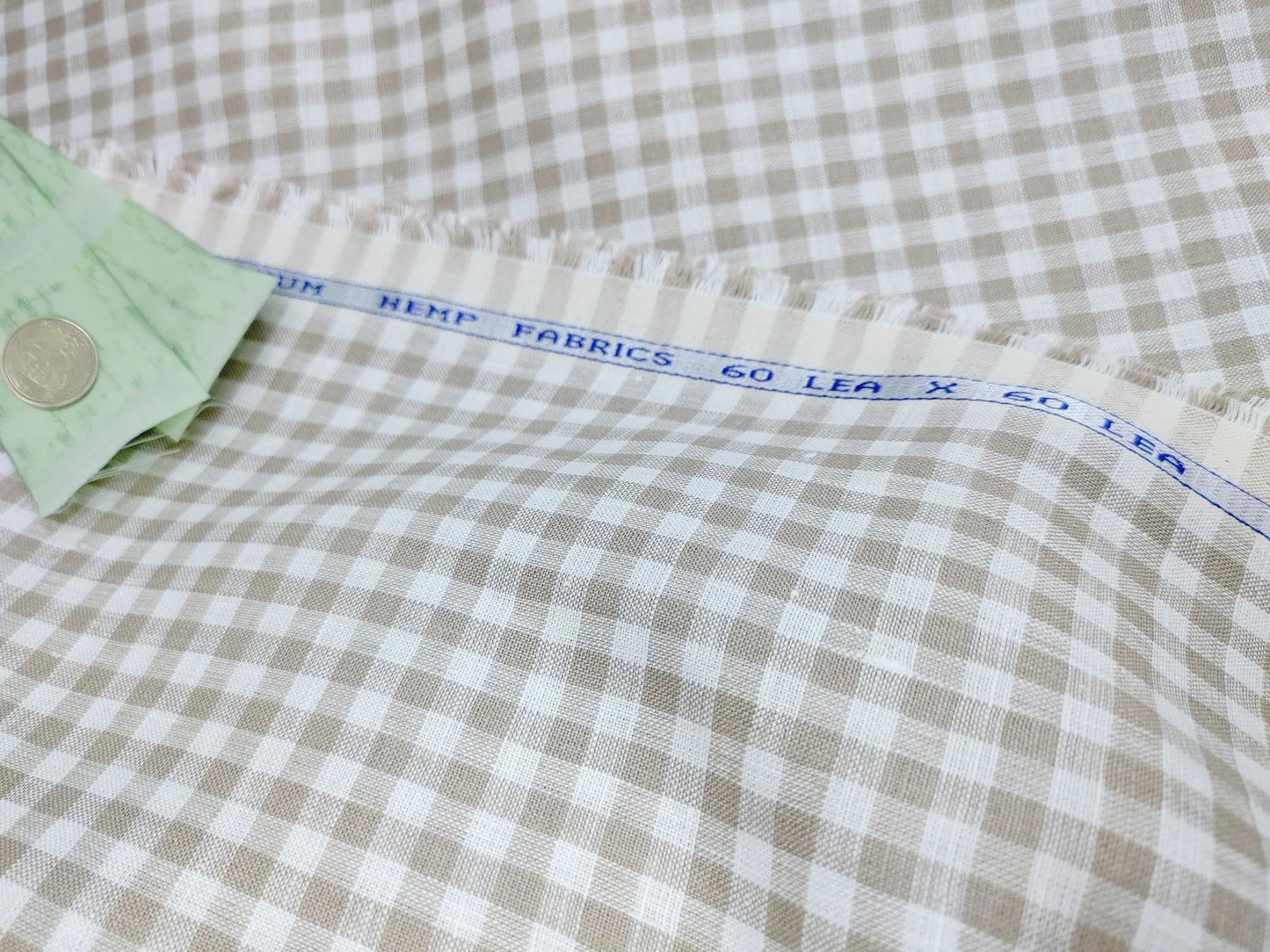 Checked Hemp Fabric | Natural & White | Organic | 145gsm | 147cm Wide-2