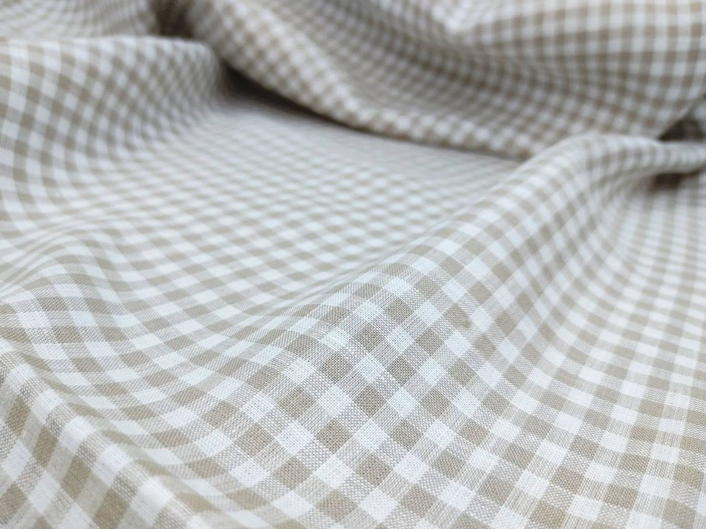 Checked Hemp Fabric | Natural & White | Organic | 145gsm | 147cm Wide-3