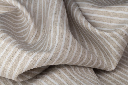 Striped Hemp Fabric | Natural & White | Organic | 145gsm | 147cm Wide-1