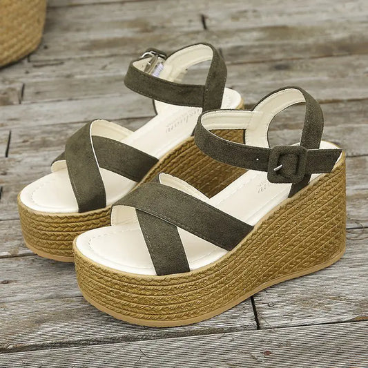 Women's Summer Wedge Sandals with Hemp Heels