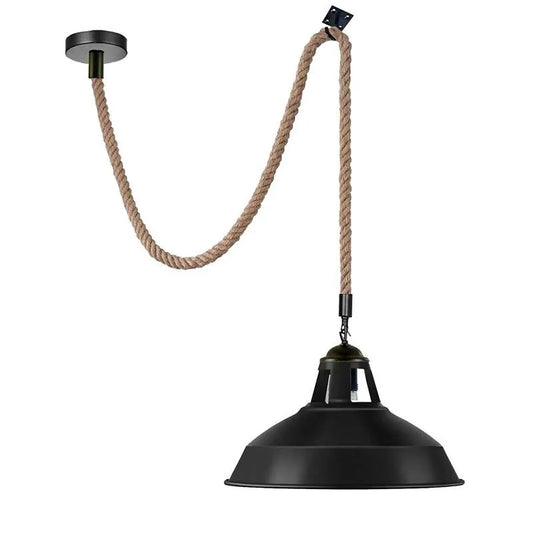 Metal Black Hemp Rope Barn Pendant Light~5069-1