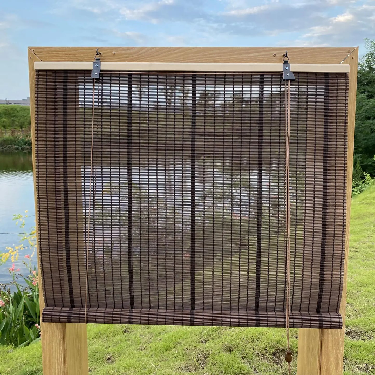 XiuXiu Bamboo Blinds Bamboo Shades Roman Bamboo Curtains Roller Shades for Interior Windows Roll Up Blinds Indoor Outdoor Patio G 45" W x 74" H