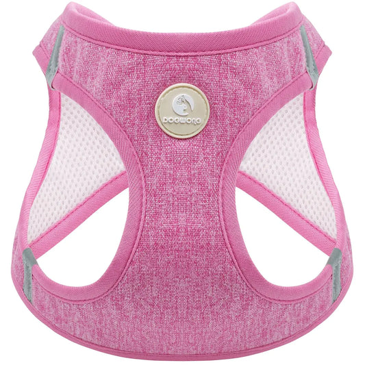 DOGWONG Step-in Air Dog Harness - Cotton Hemp Mesh Step in Vest Harness Pink GOG Harness for Small and Medium Dogs