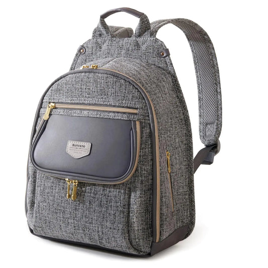 SUNVENO Mini Diaper Bag Backpack Multifunctional Baby Bag with Insulated Pockets Waterproof Travel Bag Grab-Top Handle (Hemp Grey)