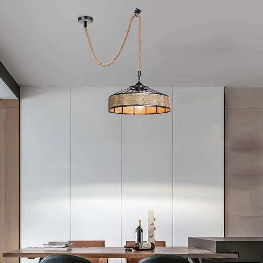 Industrial Hemp Rope Pendant Ceiling Light~5071-1