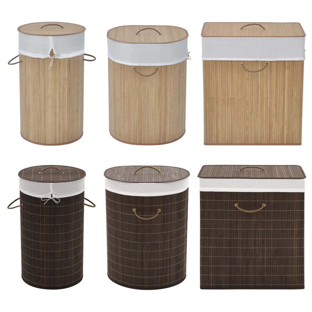 vidaXL Collapsible Laundry Basket Dirty Clothes Hamper Laundry Bin Bamboo-7