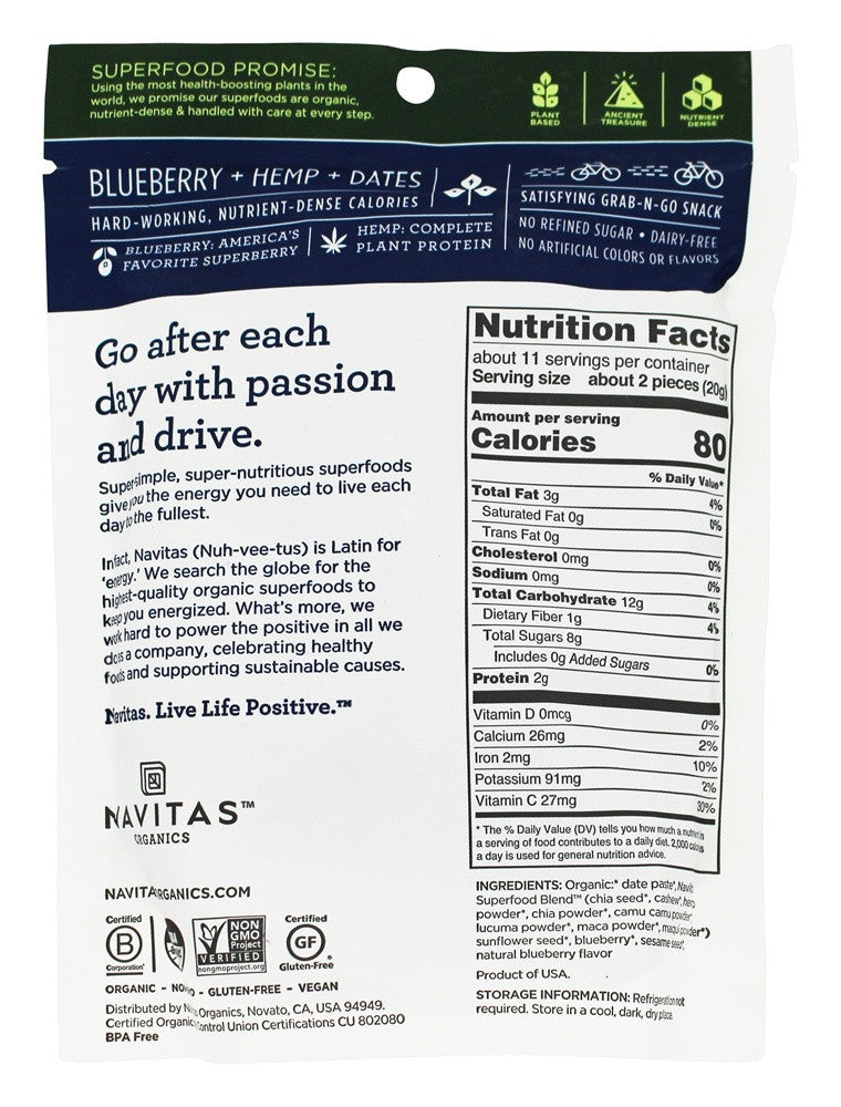 Navitas Naturals Blueberry Hemp Power Snack  (12x8 OZ)