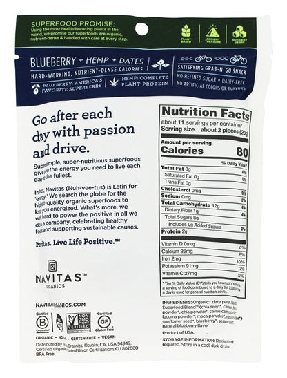 Navitas Naturals Blueberry Hemp Power Snack  (12x8 OZ)