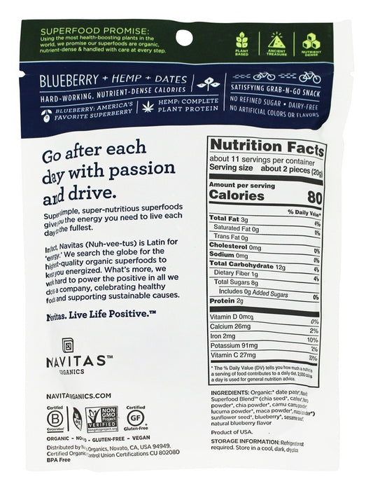 Navitas Naturals Blueberry Hemp Power Snack  (12x8 OZ)