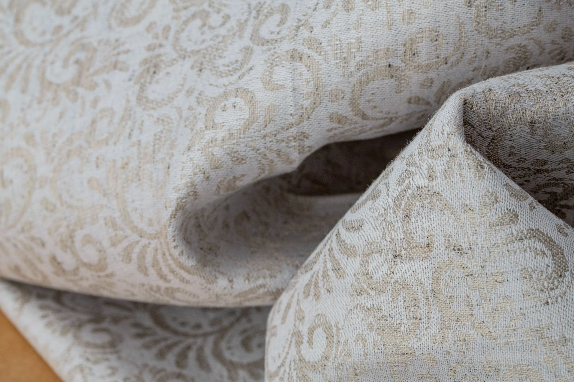 Damask Jacquard Hemp Fabric | Natural | Organic | 145gsm | 147cm Wide-2