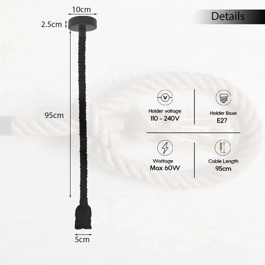 Ceiling Pendant Light Hemp Rope Lamp ~5771-1