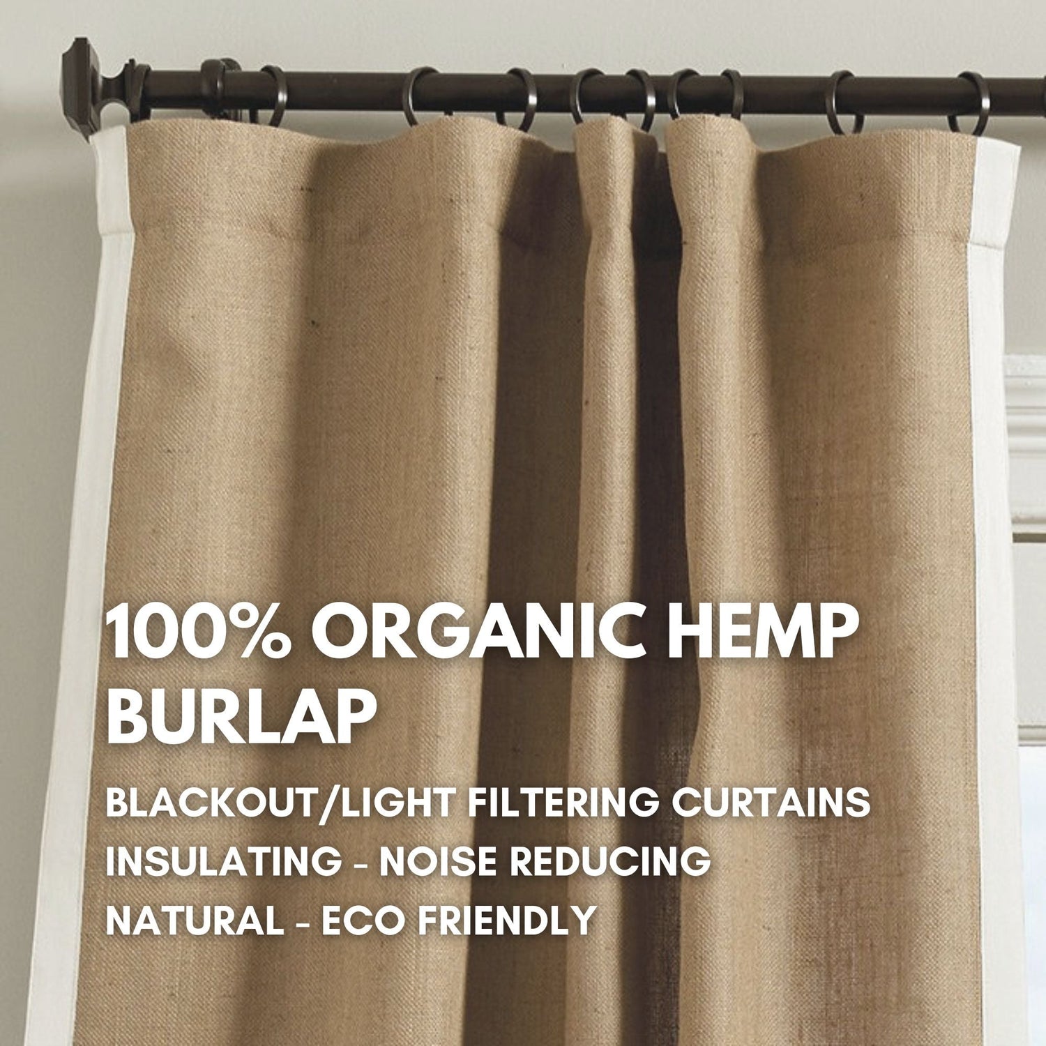 Thick Hemp Burlap Curtains with Blackout/Liner Options | 540gsm GOTS Certified-0