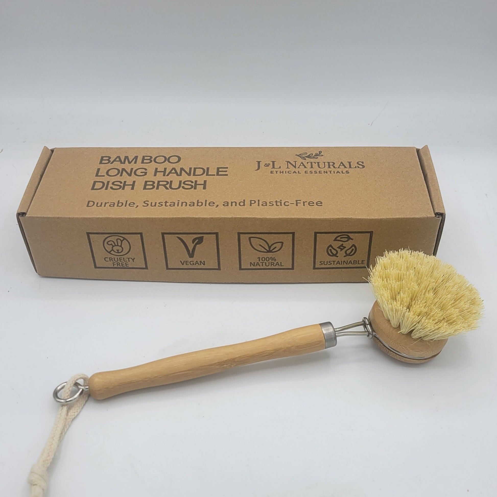 Bamboo Dish Brush With Long Handle-3