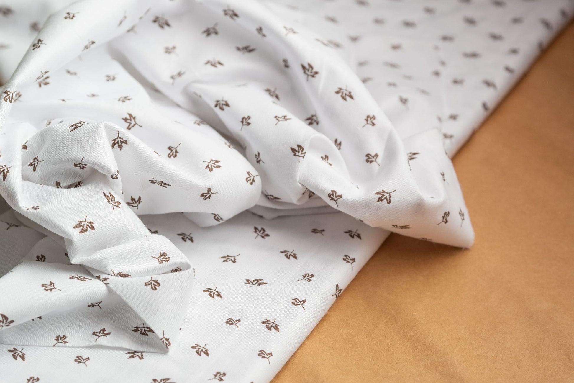 Floral Sprig Hemp Fabric | White & Brown | Organic | 145gsm | 147cm Wide-2
