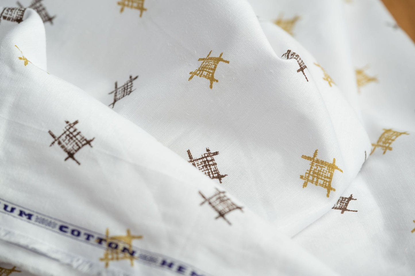 Grid Pattern Hemp Fabric | White & Brown | Organic | 145gsm | 147cm Wide-0