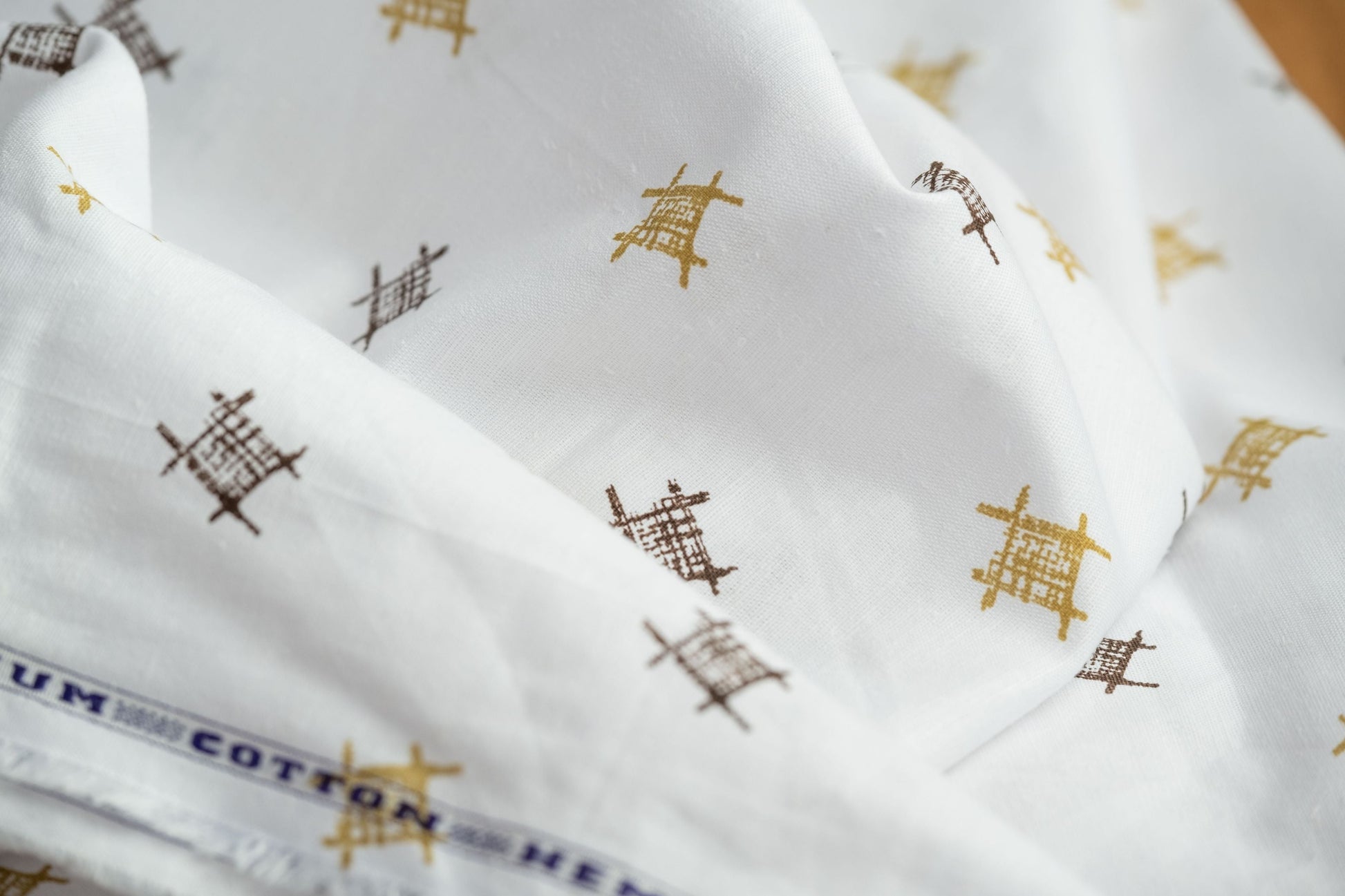 Grid Pattern Hemp Fabric | White & Brown | Organic | 145gsm | 147cm Wide-0