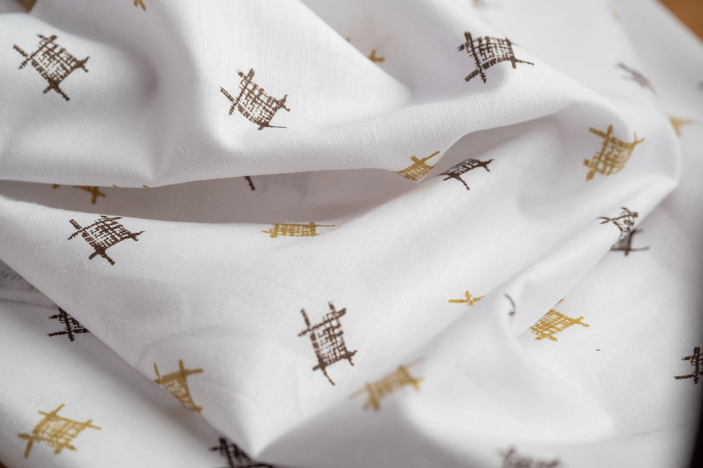 Grid Pattern Hemp Fabric | White & Brown | Organic | 145gsm | 147cm Wide-2