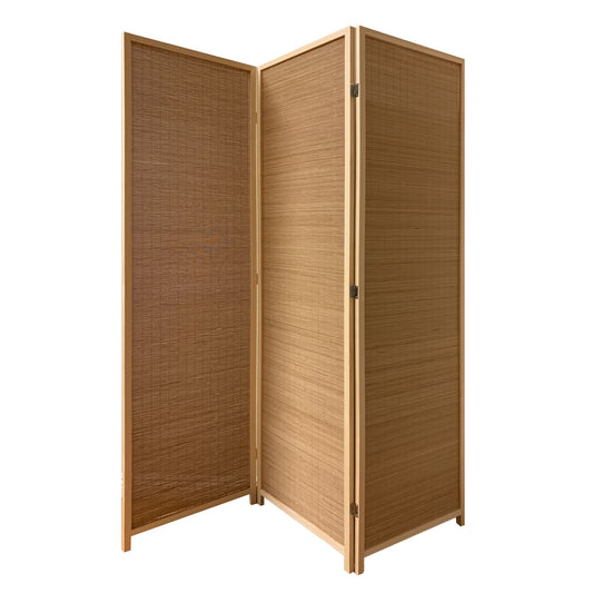 6" Light Bamboo 3 Panel Room Divider Screen-0