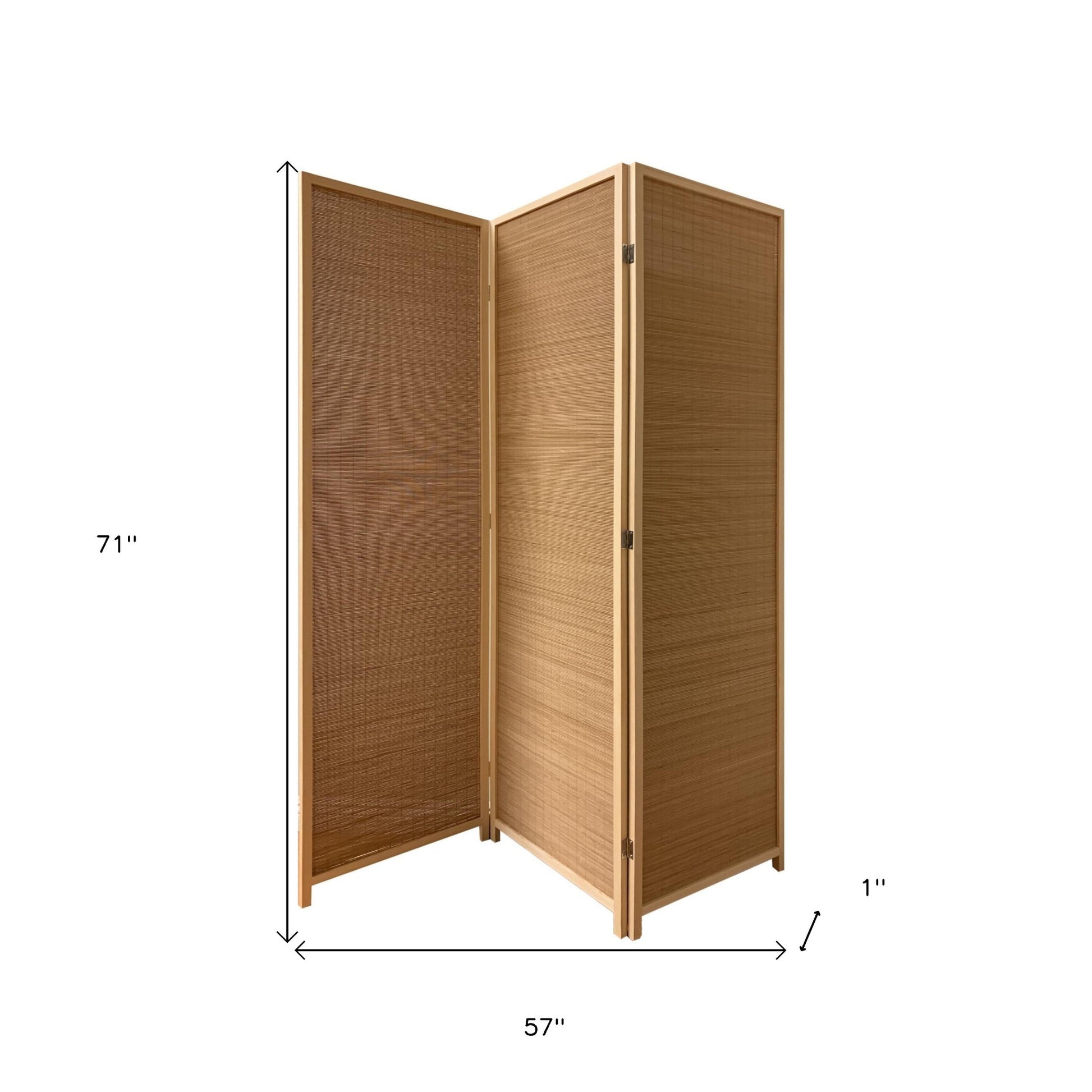 6" Light Bamboo 3 Panel Room Divider Screen-5