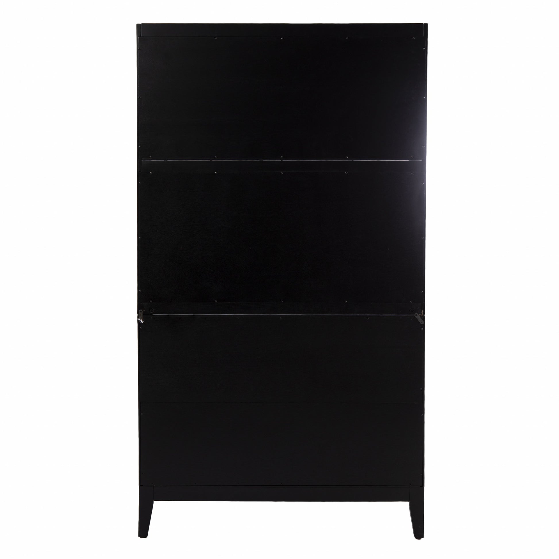 Rustic Black and Light Bamboo Tall Buffet Cabinet-2